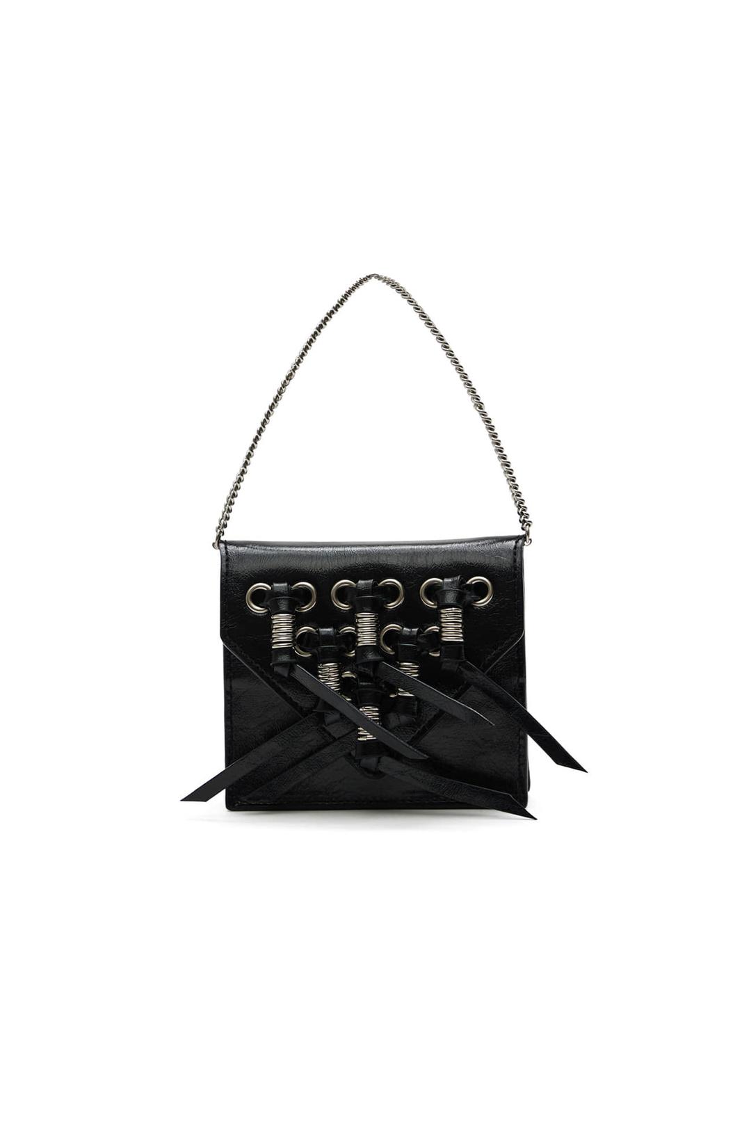EYELET KNOT DETAIL MINI BAG IN BLACK