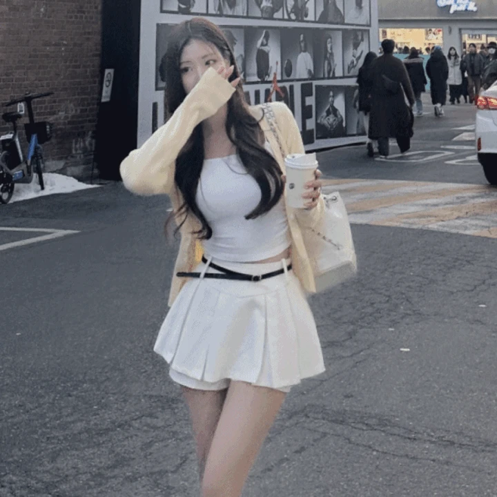 봄플리츠 치마바지 미니 스커트