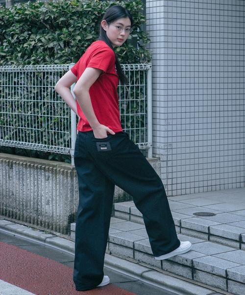 wide star cotton pants (black)