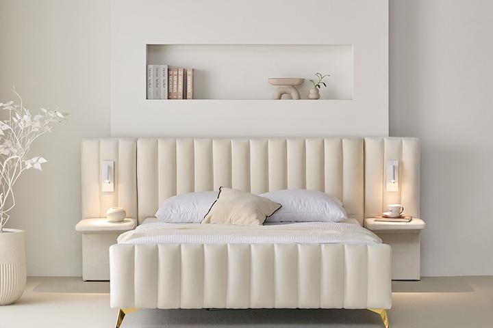 조명추가 샤르망 앤틱 매립형 벨벳 패브릭 침대 (SS/Q/K) 3colors