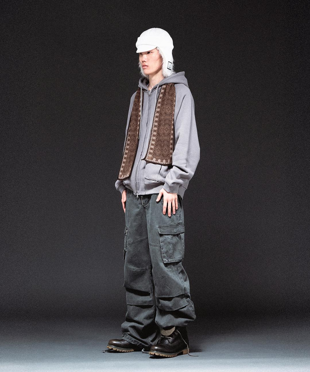 STITCH HOODIE ZIP-UP DEEP GREY