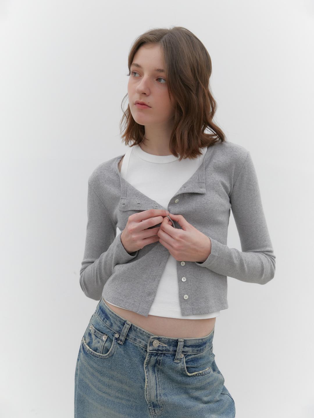 serena button cardigan (grey)