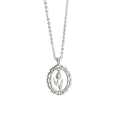 Dainty Tulip Flower Small Pendant Necklace for Women Girls 925 Sterling Silver Vintage Filigree Charm Dangling Adjustable Link Choker Chain Hypoallergenic Elegant Birthday Box