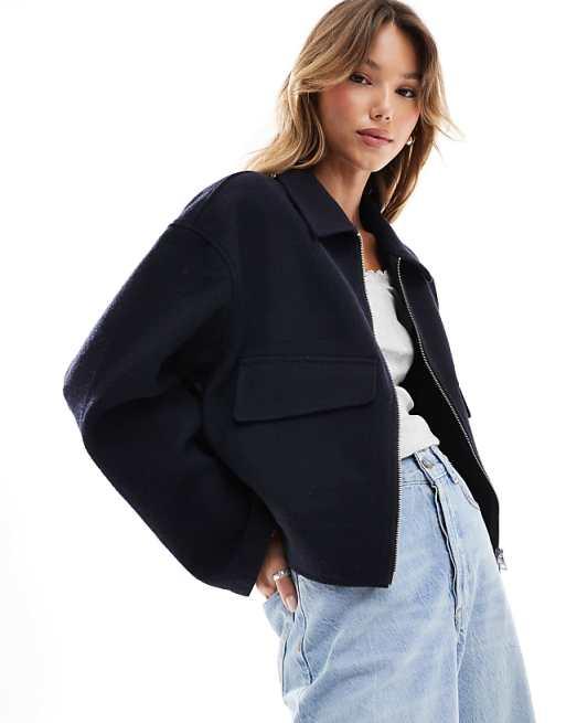 ASOS DESIGN clean formal bomber in navy