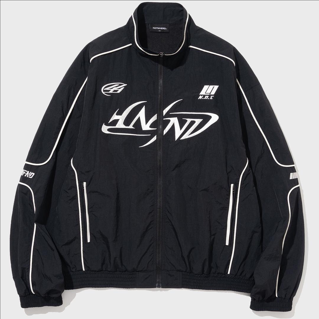 Tribal Logo Nylon Racing Jacket - Black