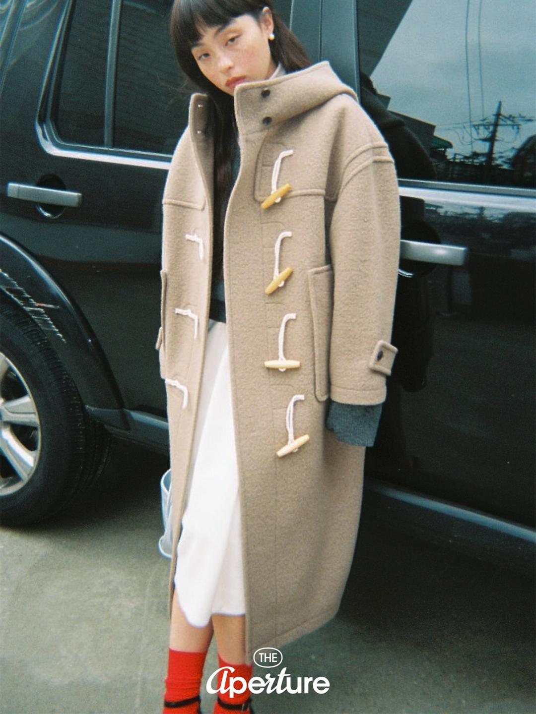 Tweed Doufle Coat - Yellowish Brown
