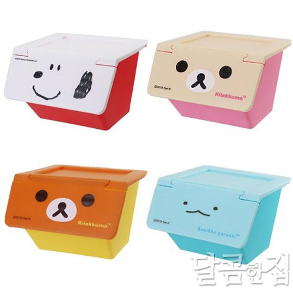 헬로키티 마이멜로디 리락쿠마 코리락쿠마 시로쿠마 네코 토카게 스누피 미니 스태킹 수납박스(8type) 다용도 책상 화장대 탁상 정리함