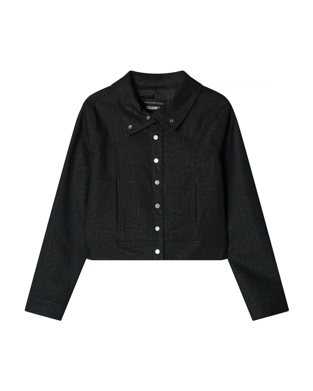 MIDNIGHT LEATHER  SNAP JACKET