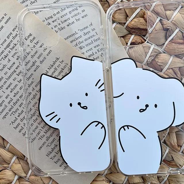 강아지 고양이 커플 우정 귀여운 젤리케이스 아이폰13프로 갤럭시S21