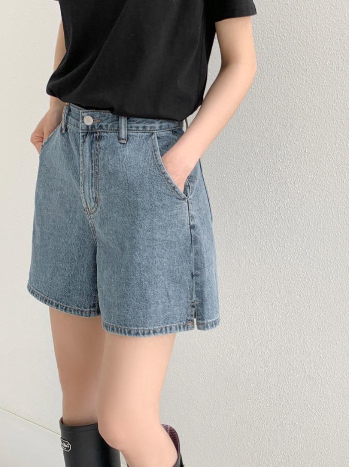 [7천장돌파] 래비 트임 숏 데님 - 2 color