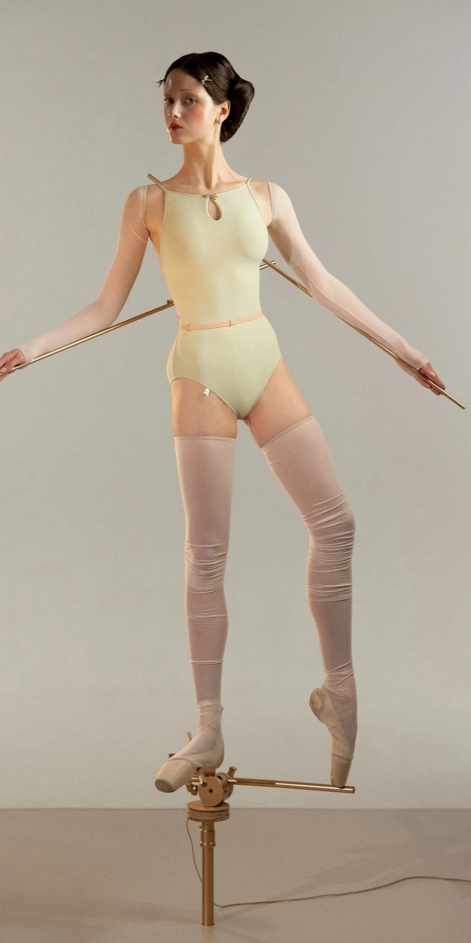 TEARDROP BOW - camisole leotard - green tea