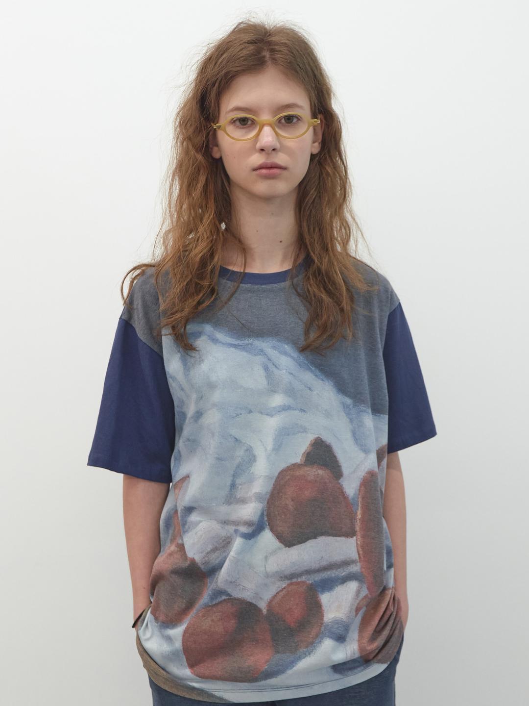 [5/12(월) 예약배송] MUSHROOM 박시 티셔츠 (Navy)