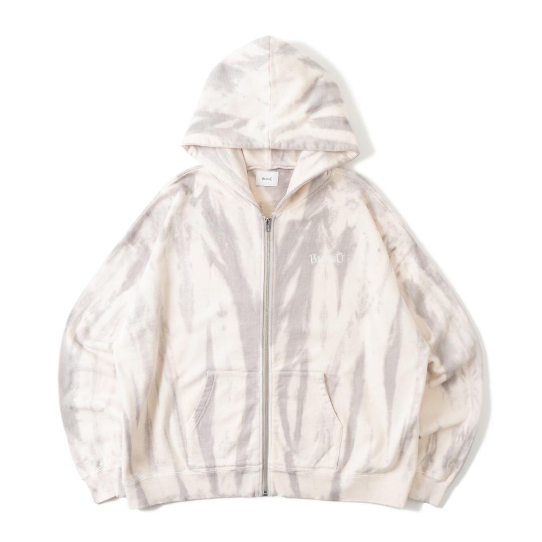 Tie dye zip hoodie - グレー×ホワイト / M