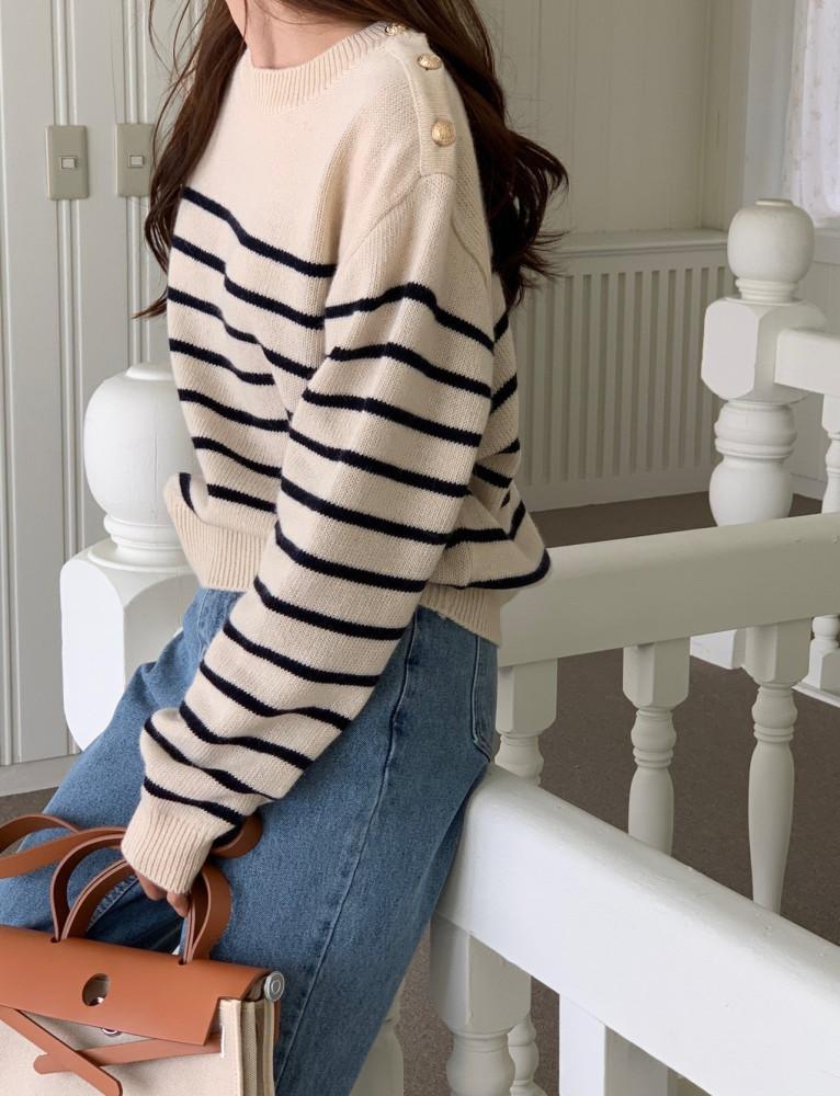 당일/ 리브레 세인트 단가라니트 여자 스트라이프니트