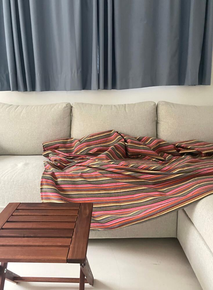 multi stripe blanket / pink