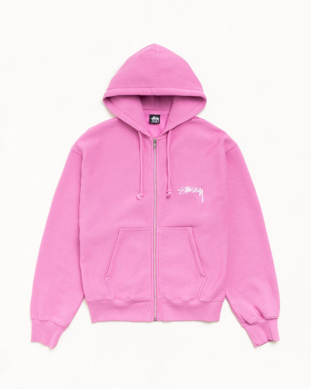 SKATE STACK ZIP HOODIE PIGMENT DYED - Pink / S