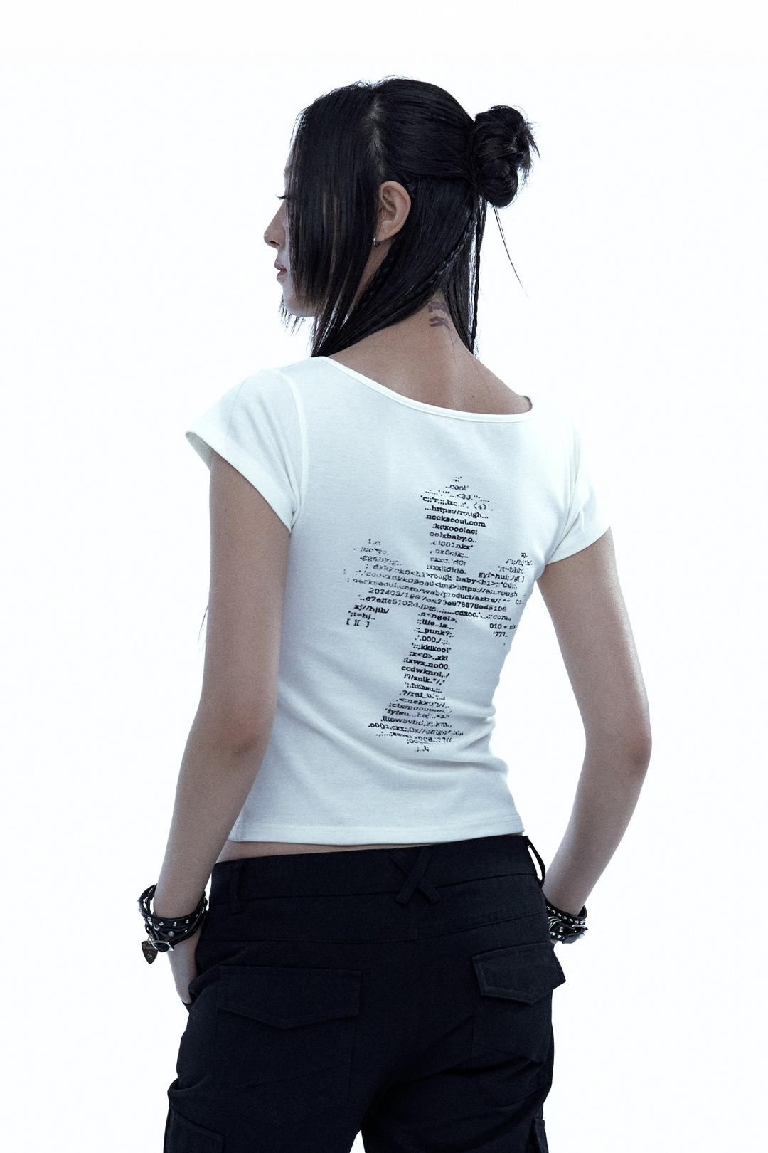 Asci Cross Henly Neck T-shirt White