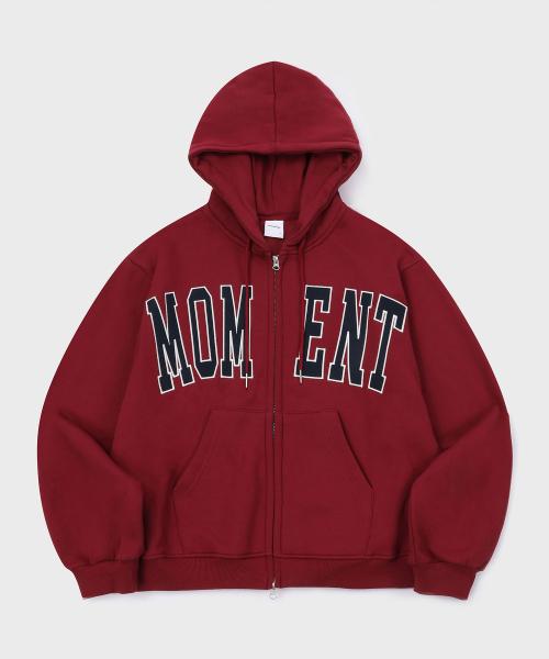 [기모] 모먼트 후드 집업_버건디
