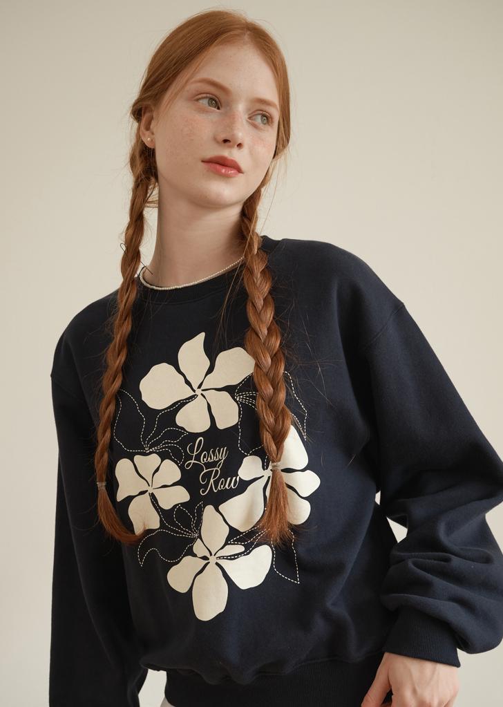 Big Flower Sweatshirt  [Navy]