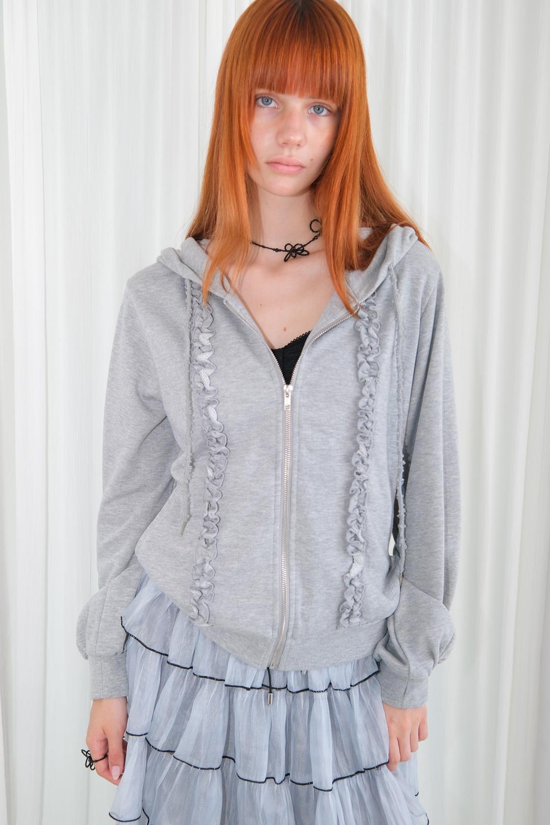 Frill Logo Hoodie Zip-Up *Melange Gray