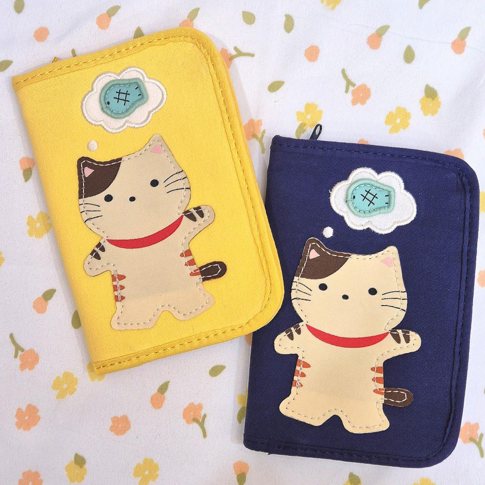 새상품)고양이 패치 여행용 파우치 지갑 2Color