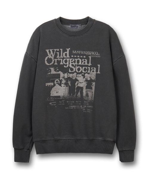 와일드 소셜 피그먼트 맨투맨-차콜