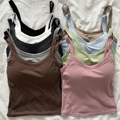 [1+1할인/MADE/캡내장] 슬링키 데일리 골지 레이어드 이너 민소매 나시티 9color