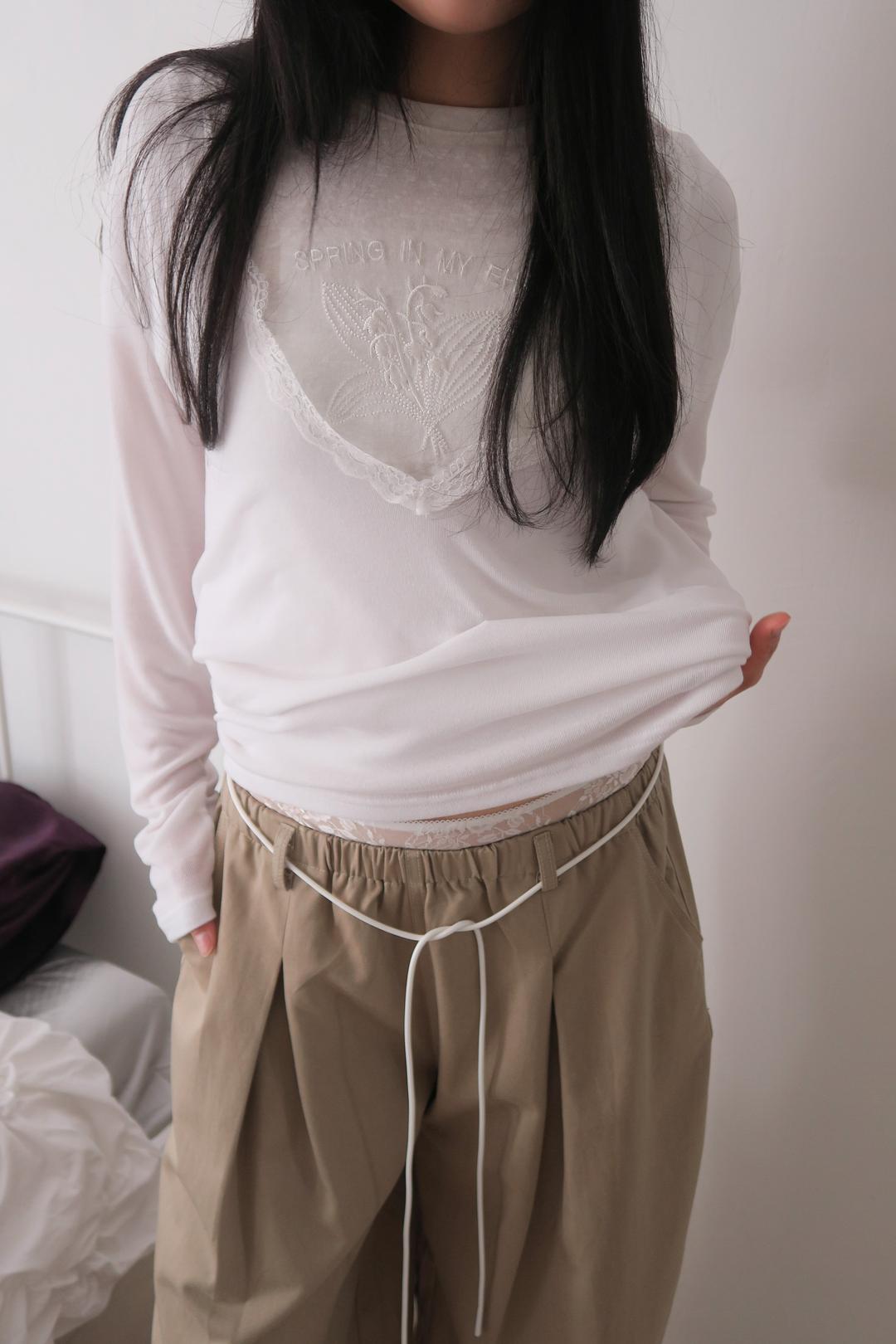 Lace deep v-neck top