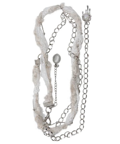 Braided Handmade Chain Belt (FL-732_White)