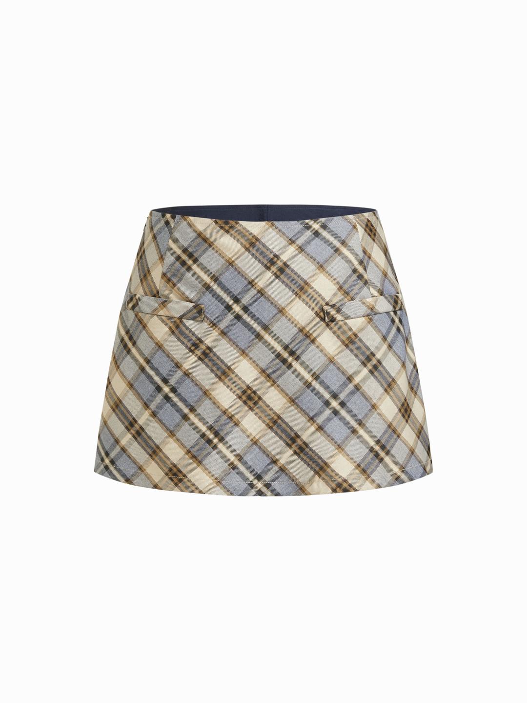 Plaid Low Rise Flared Mini Skirt