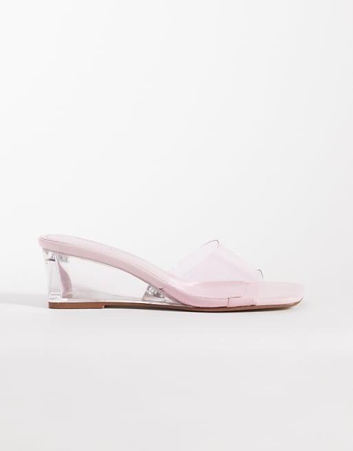 Public Desire Wide Fit Juno wedge sandals in pink