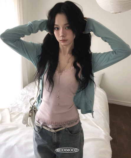 [레이어드추천🖤/컬러,핏 극찬] 모디 레이스 프릴 나시 탑 -6color