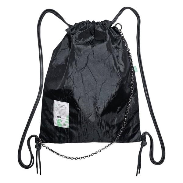 Crack Shirring Glossy Chain Gym Sack / Shine Black