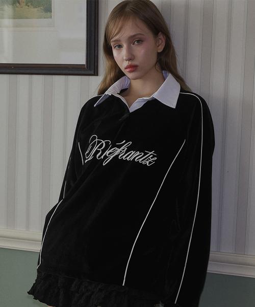 Velvet collar Sweatshirt [Black]
