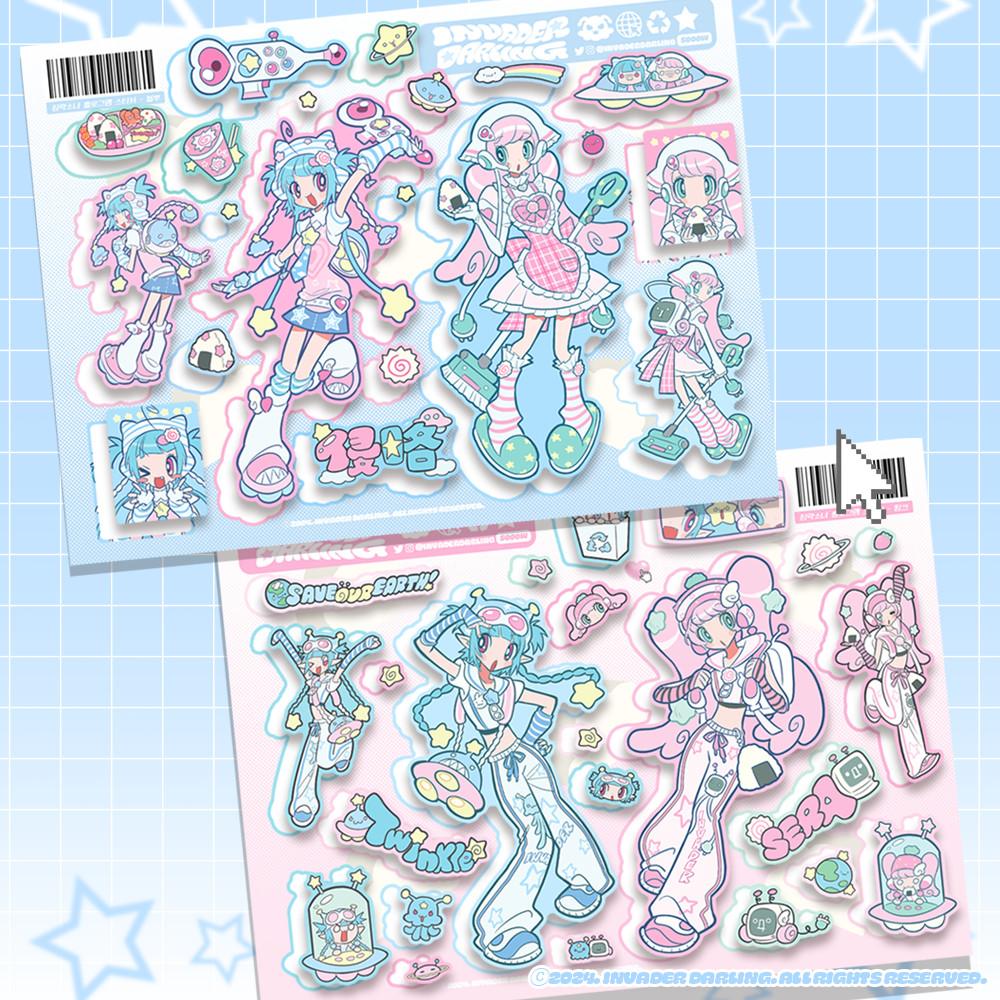 [인베이더달링] 침략소녀! 홀로그램 스티커(2type)