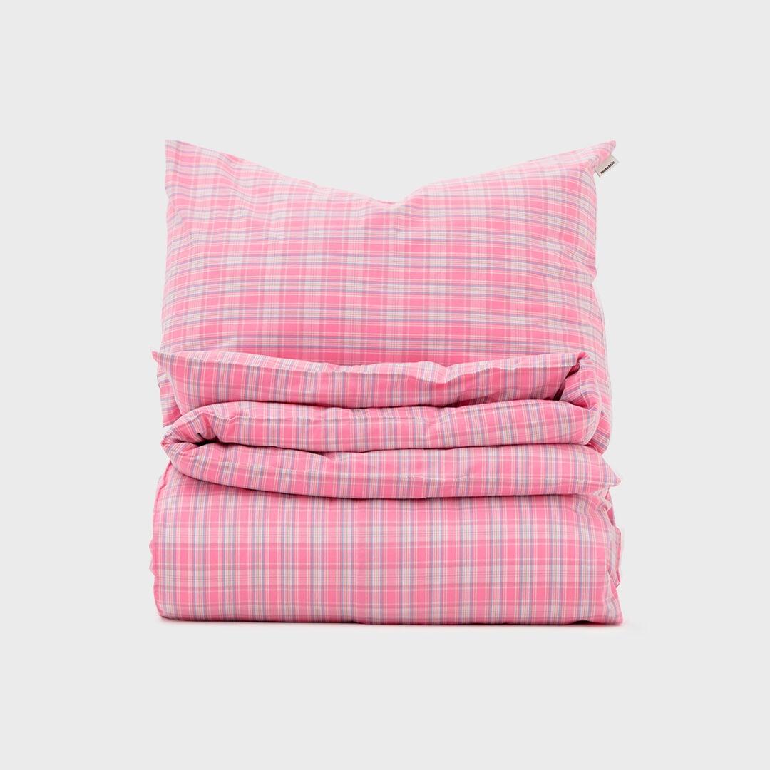 팬시 체크 이불커버세트 (SS/Q/K) 핑크