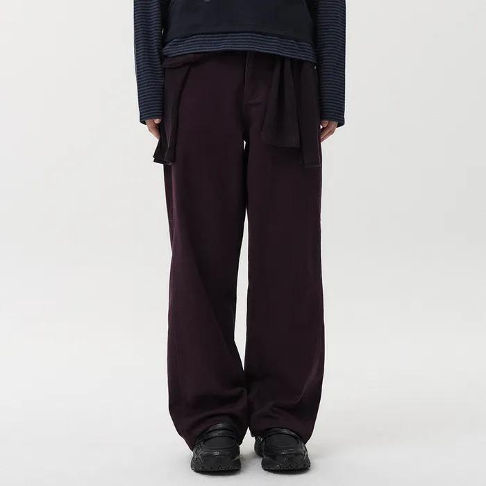 STRAIGHT COTTON PANTS, PURPLE