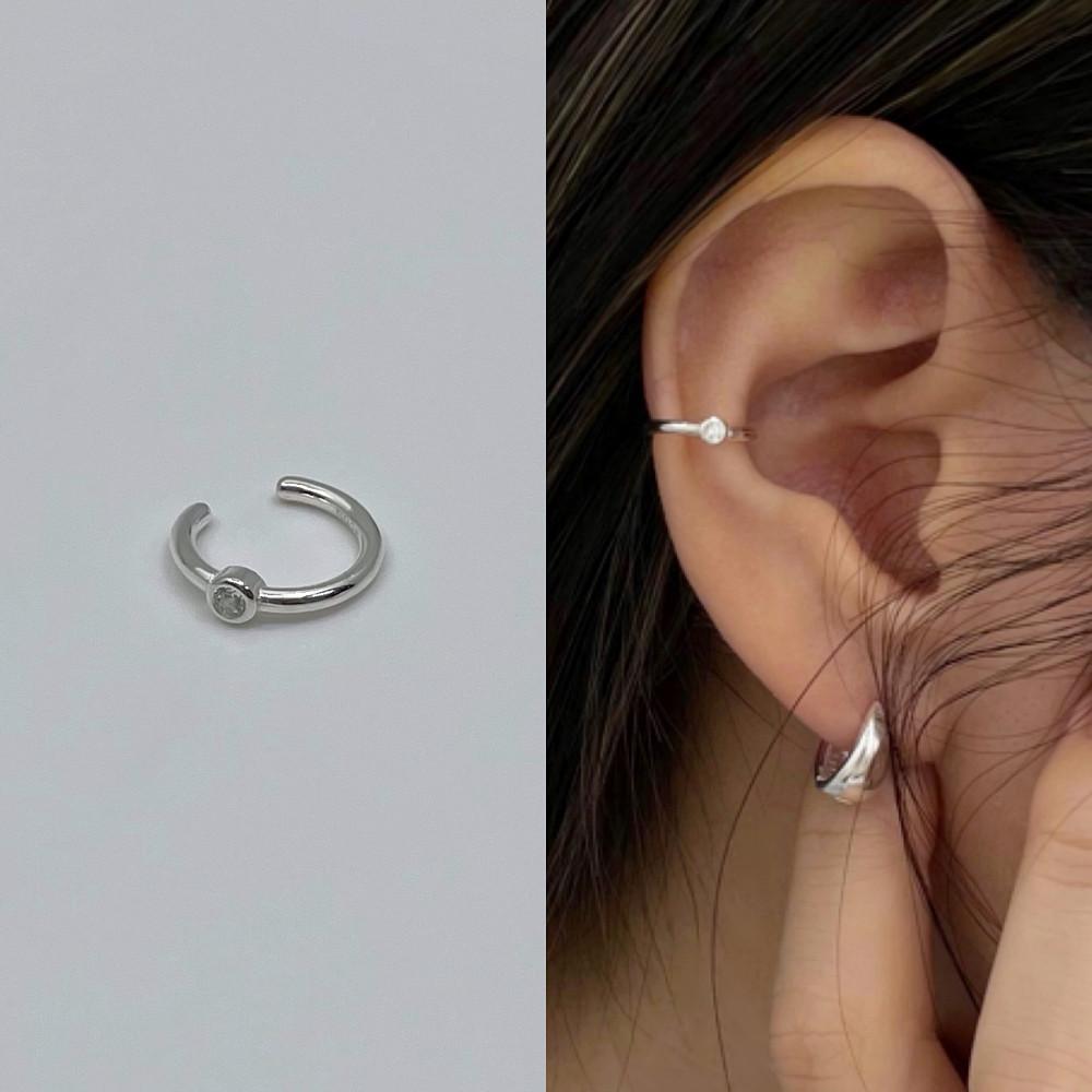 silver925 심플 큐빅 이어커프 (단품)