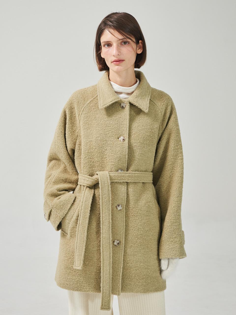 Alpaca Raglan Half Coat Beige