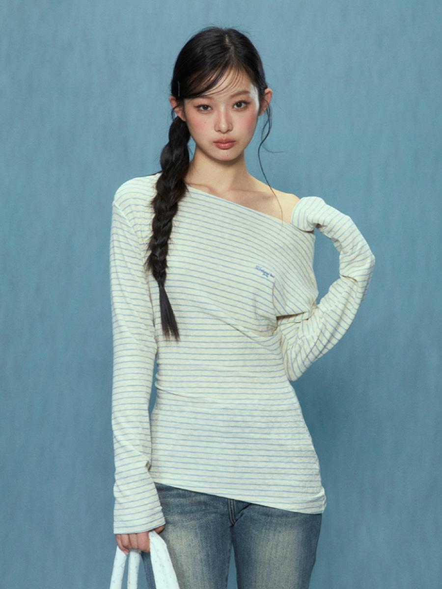 Weekendhub Good Stripe Off-Shoulder Top