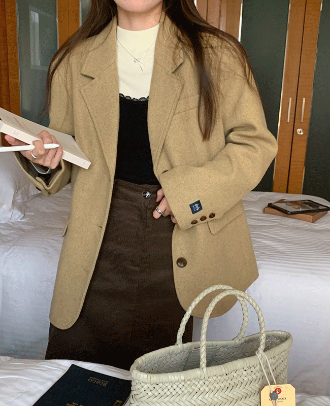 [모델소장/고급원사/핏보장] 오버핏 테일러드카라 울 자켓 - 2color