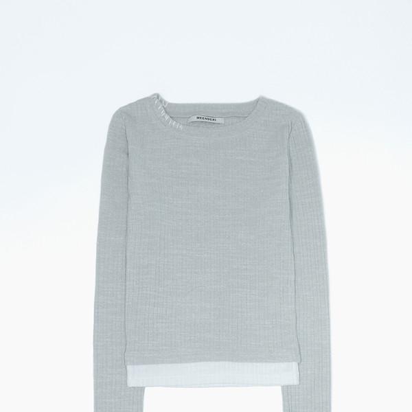 LAYERED STITCH T-SHIRT - GREY