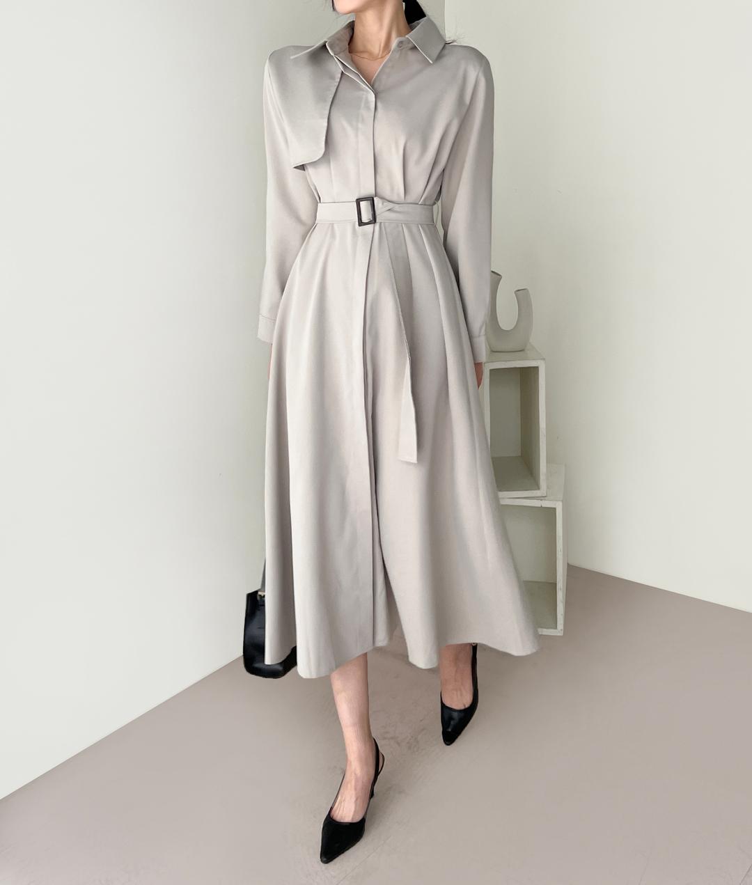 [엔드에이/무배] 청순 트렌치 벨트세트 롱 셔츠원피스