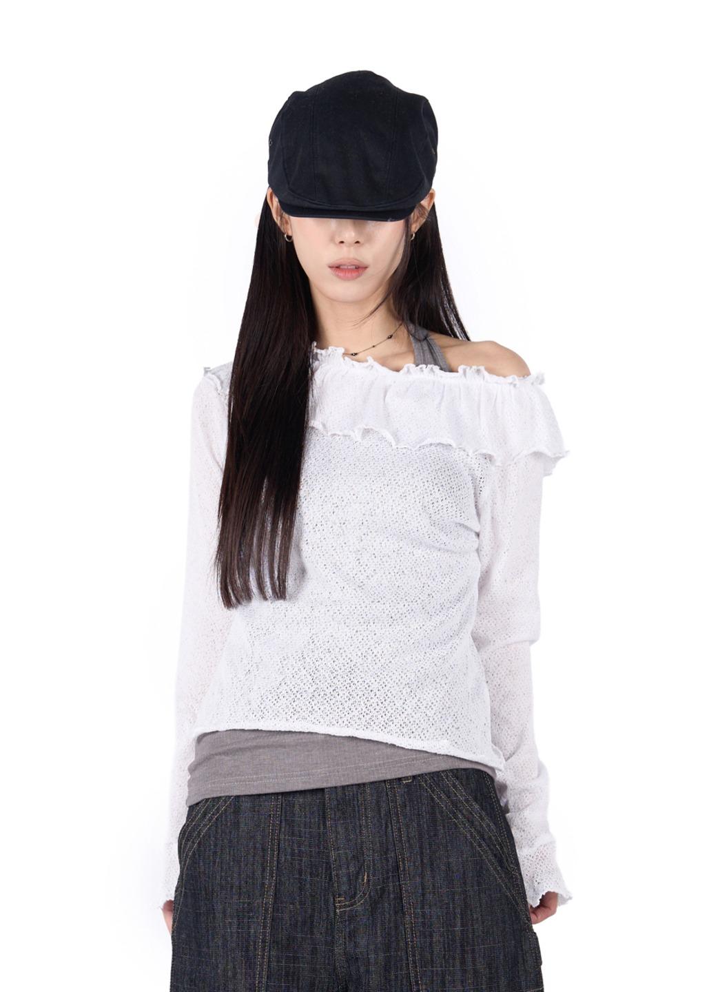 NET FRILL LONG SLEEVE