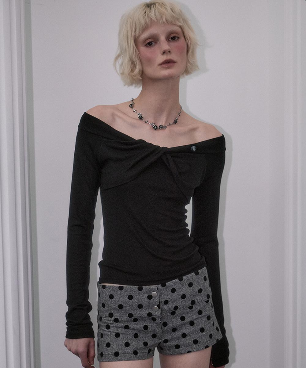 로제프란츠 리본 트위스트 롱 슬리브 [블랙]