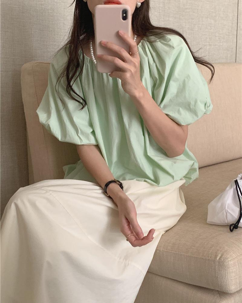 [GraceApparel] 미팅 퍼프 주름 블라우스 /2Color