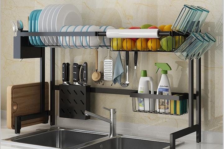 2세대 길이조절 메탈 식기건조대 2color 깔끔한 주방정리 설거지건조대 올인원 싱크대선반