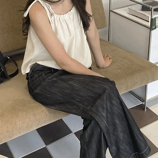 [당일출고/후기보장]에코 휴양지 프릴 민소매 뷔스티에 리본 끈나시 블라우스(6color)