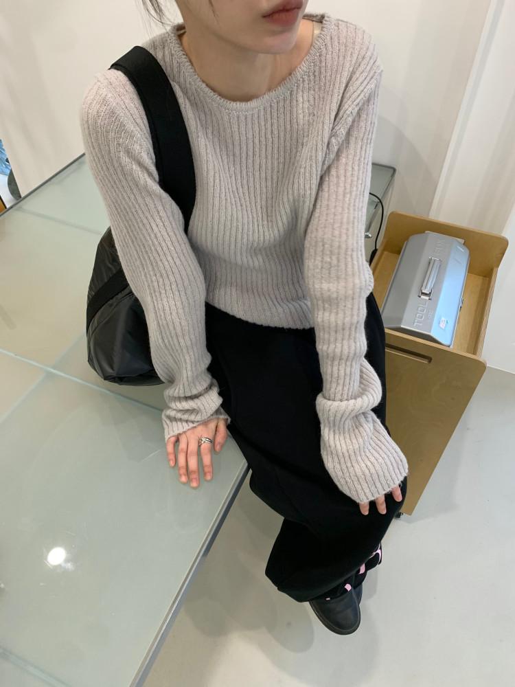 [VILLABUNONG]모헤어 라운드 니트 2color