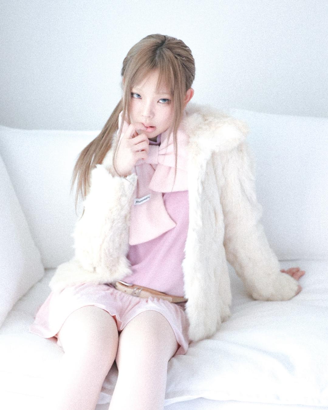 Mini ribbon muffler_pale pink